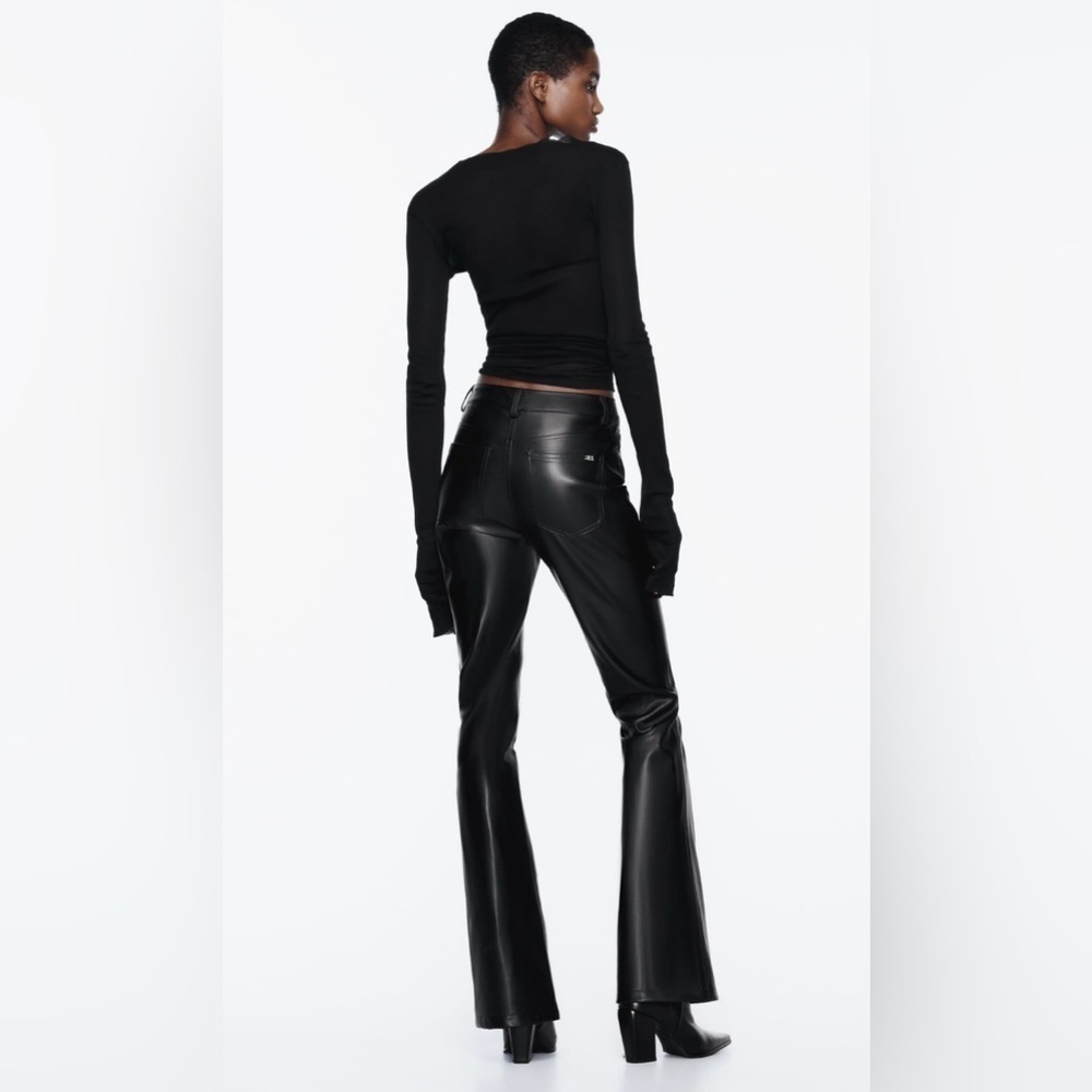 Zara Faux Leather Flared Pants - Picture 7 of 12